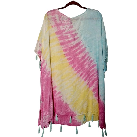 NEW Raviya Women’s Pastel Multicolored Tie-Dye Swim Top Cover-Up Size 2X - Picture 4 of 12